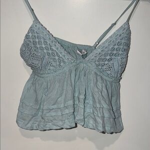 Tilly's Sky Blue Ruffled Lace Top